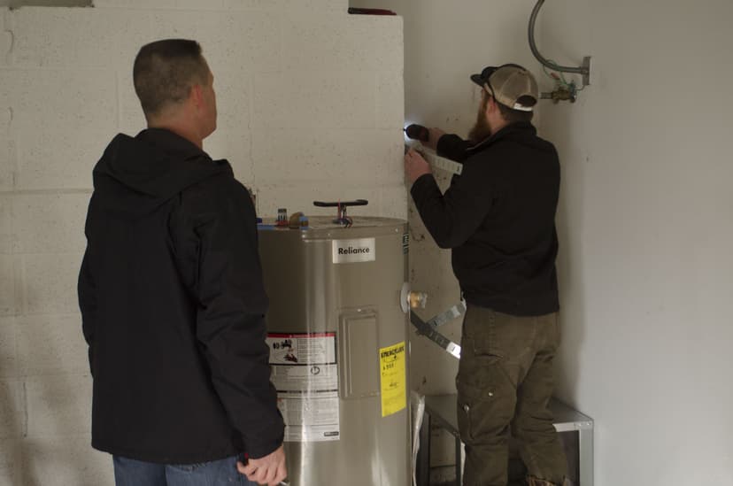 Team Members Installing Water Heater