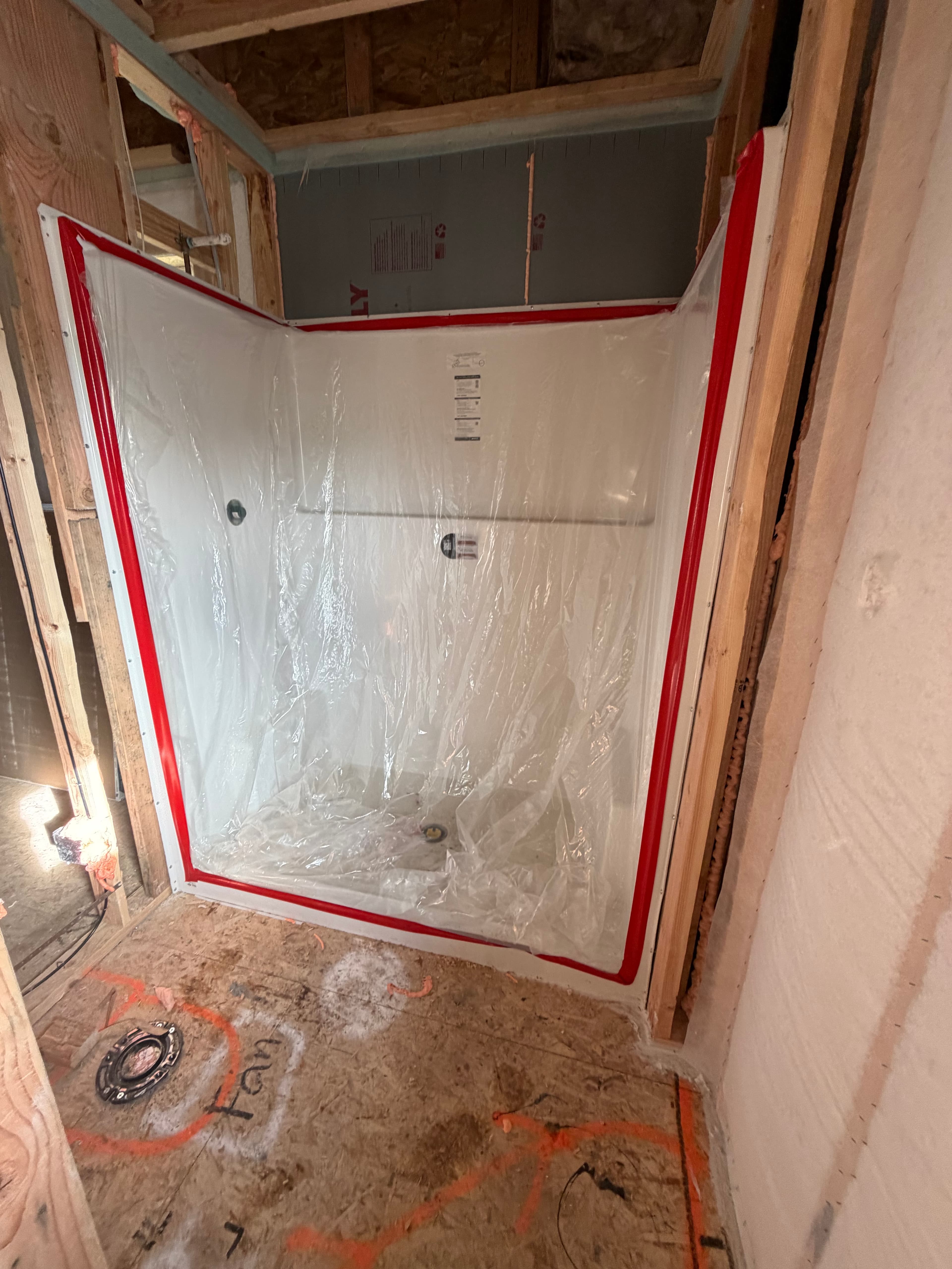 Shower installation progress