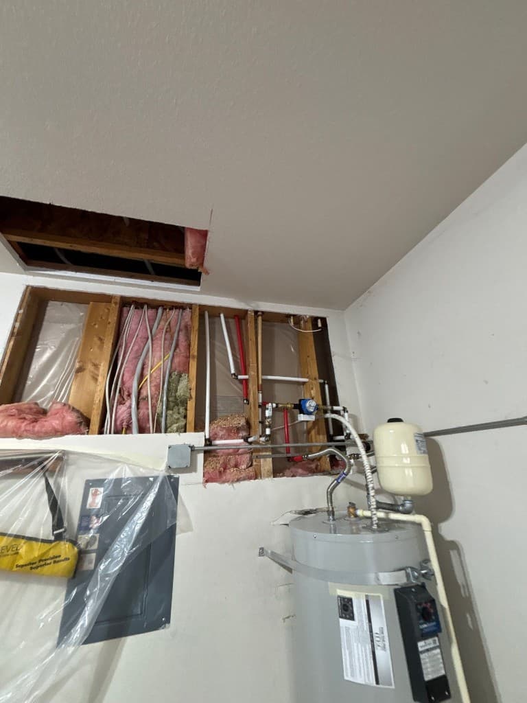 Mechanical area rough-in during in-progress repipe work in Vancouver WA