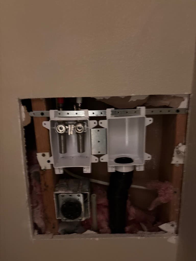 Laundry wall box and supply line updates during repipe installation
