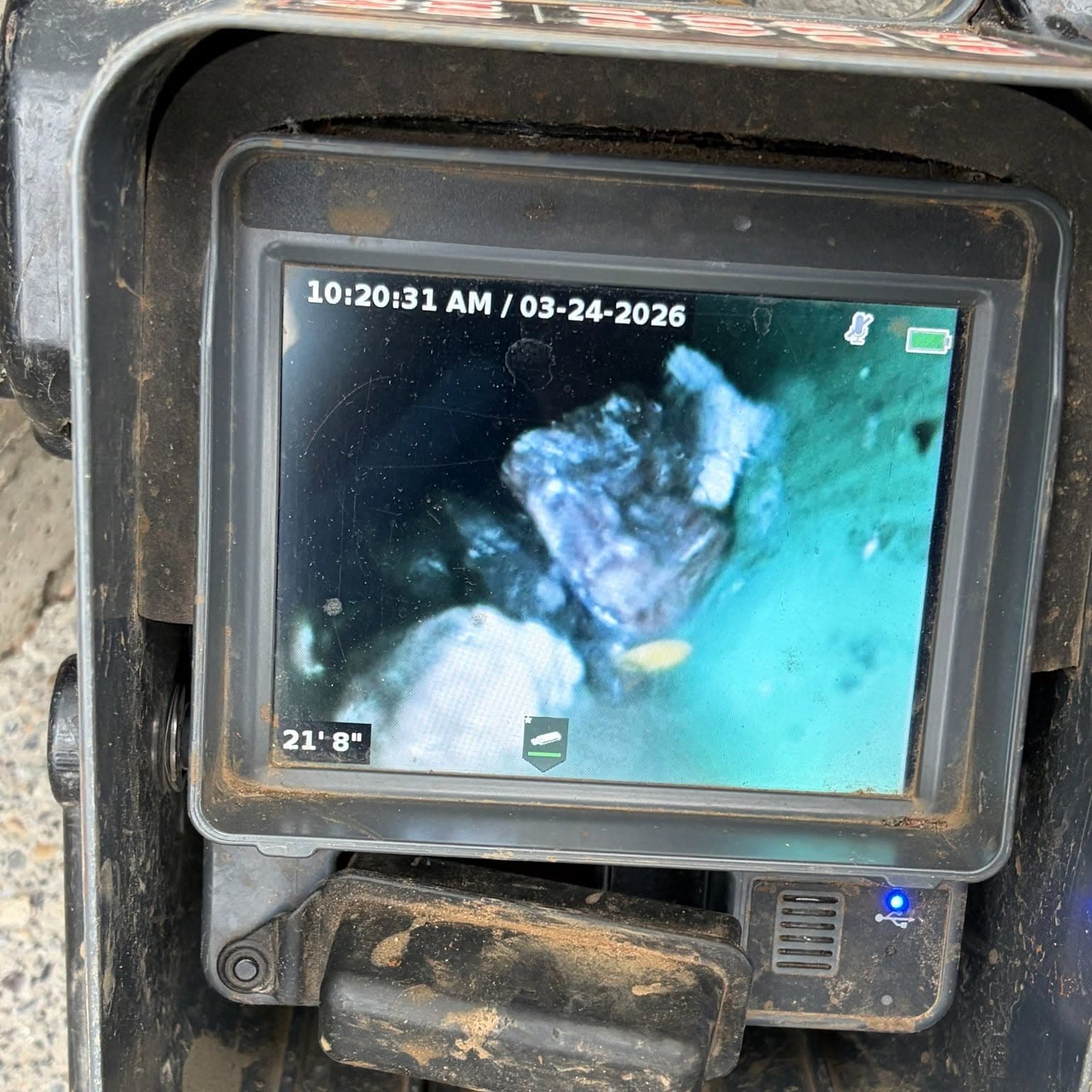 Sewer camera scope machine in action
